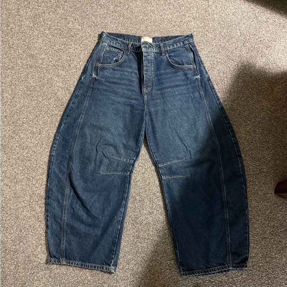 We The Free Good Luck Dark Blue Barrel Jeans